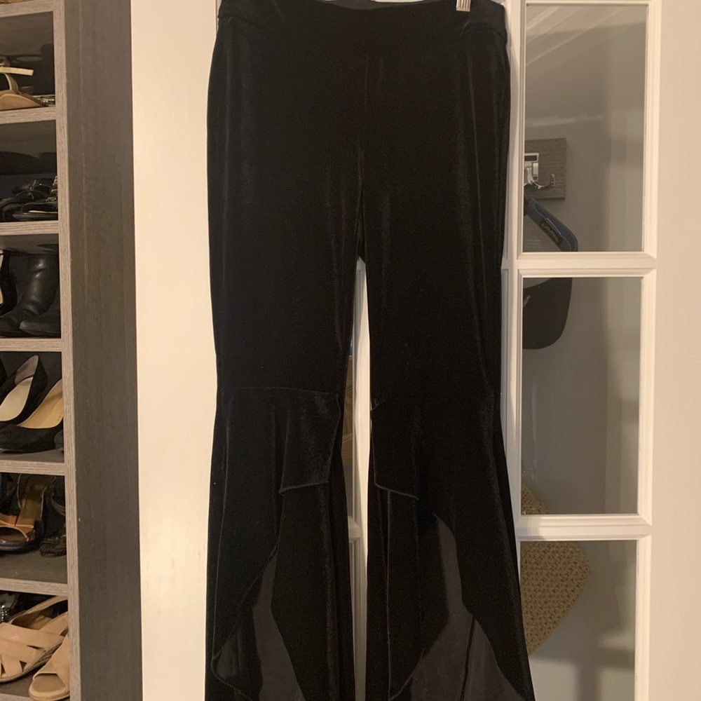 Black velvet pants